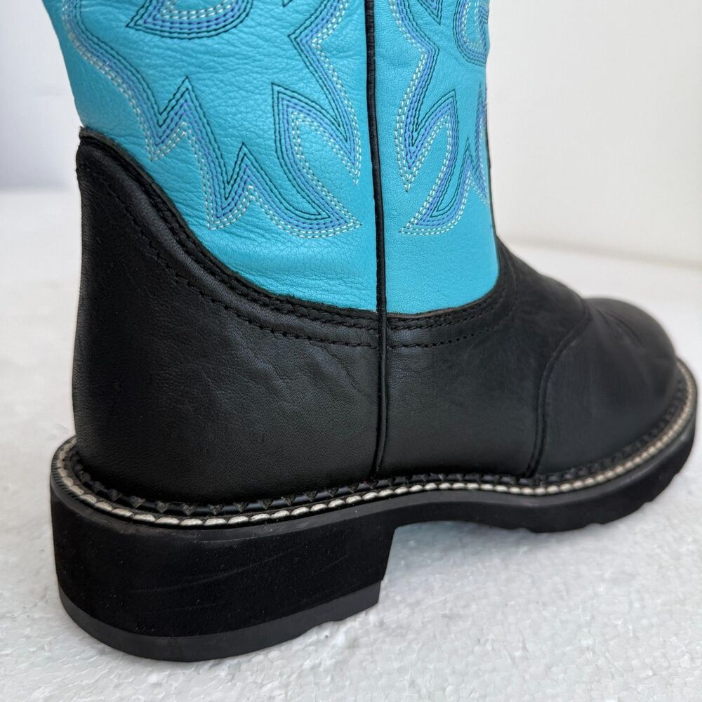Ariat ProBaby Women’s Turquoise & Black Leather Western Cowboy Boots Size 6.5B - Picture 11 of 12